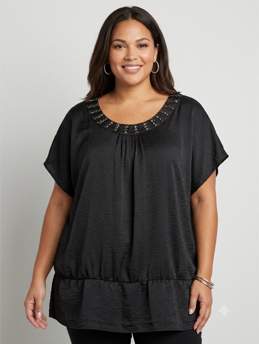 Apt. 9 Plus Size Black Short Sleeve Dolman Tunic Top